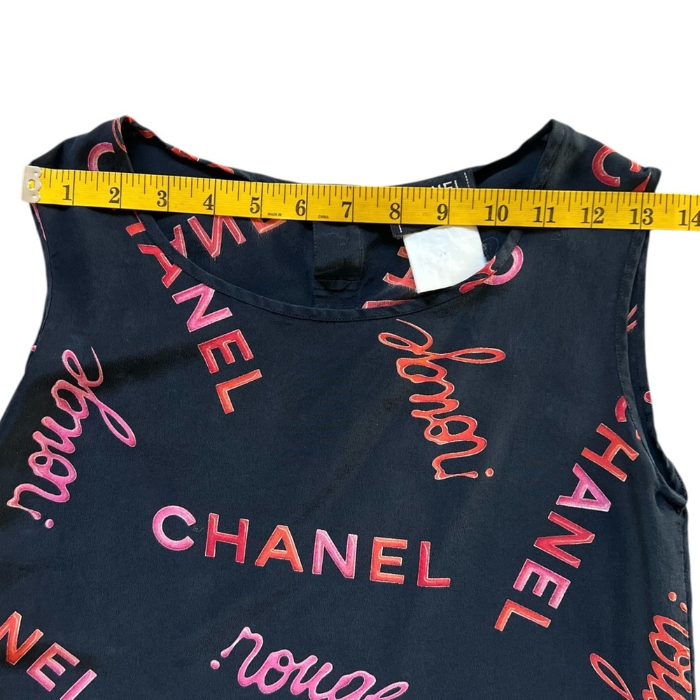Vintage Chanel Rouge Logo-Print Silk Tank Top - Spring/Summer 1996 Collection - Picture 7 of 12